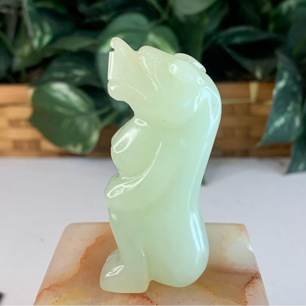 Chinese Jade Foo Dog Dragon Figurine Carved Mythical Beast Auspicious Animal 2.5
